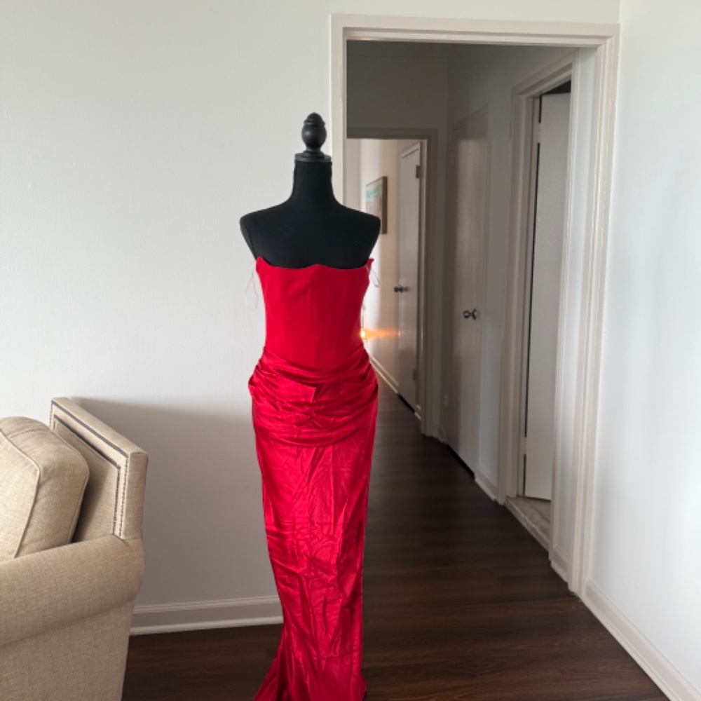 HOUSE OF CB PERSEPHONE RED CORSET MAXI DRESS SIZE XS REG CUP - Picture 6 of 7